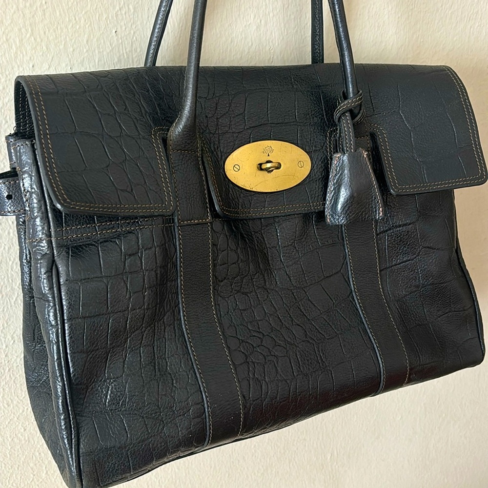 Mulberry Bayswater Black Croc Embossed
